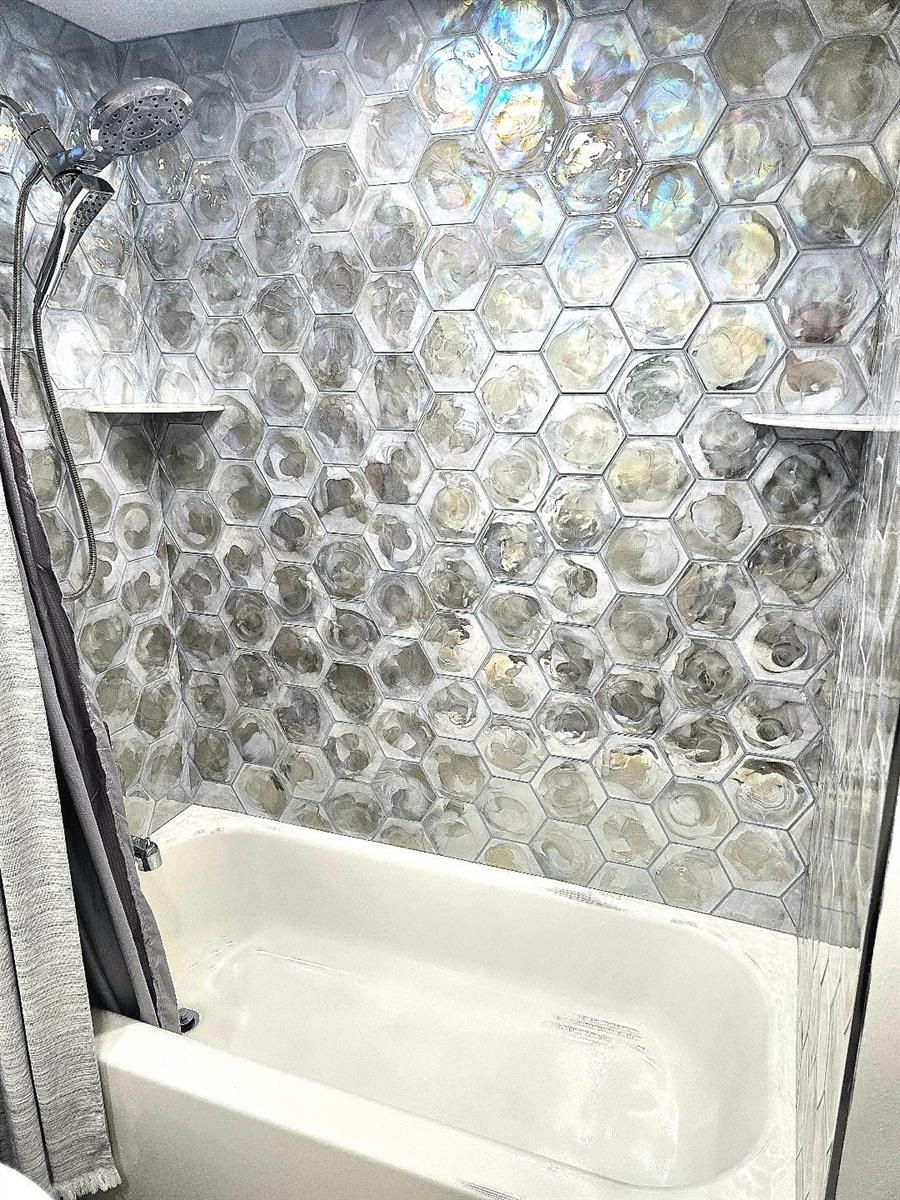 Hall bath unique tile.