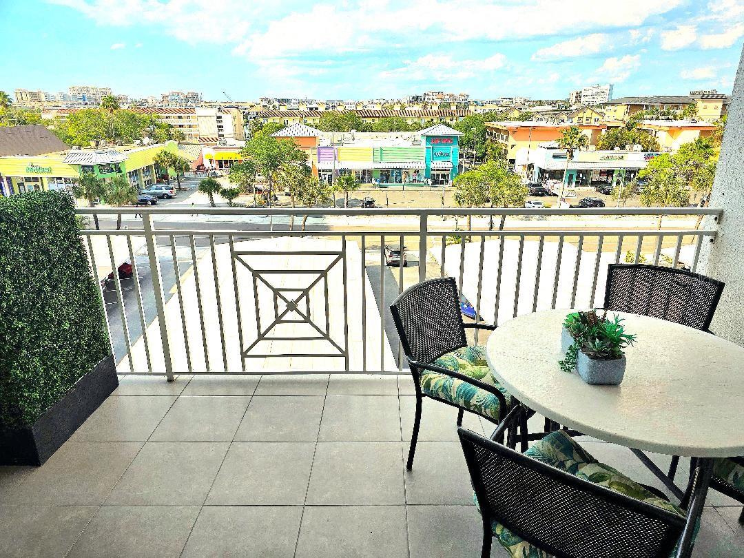 Tiled balcony looks out over Clearwater