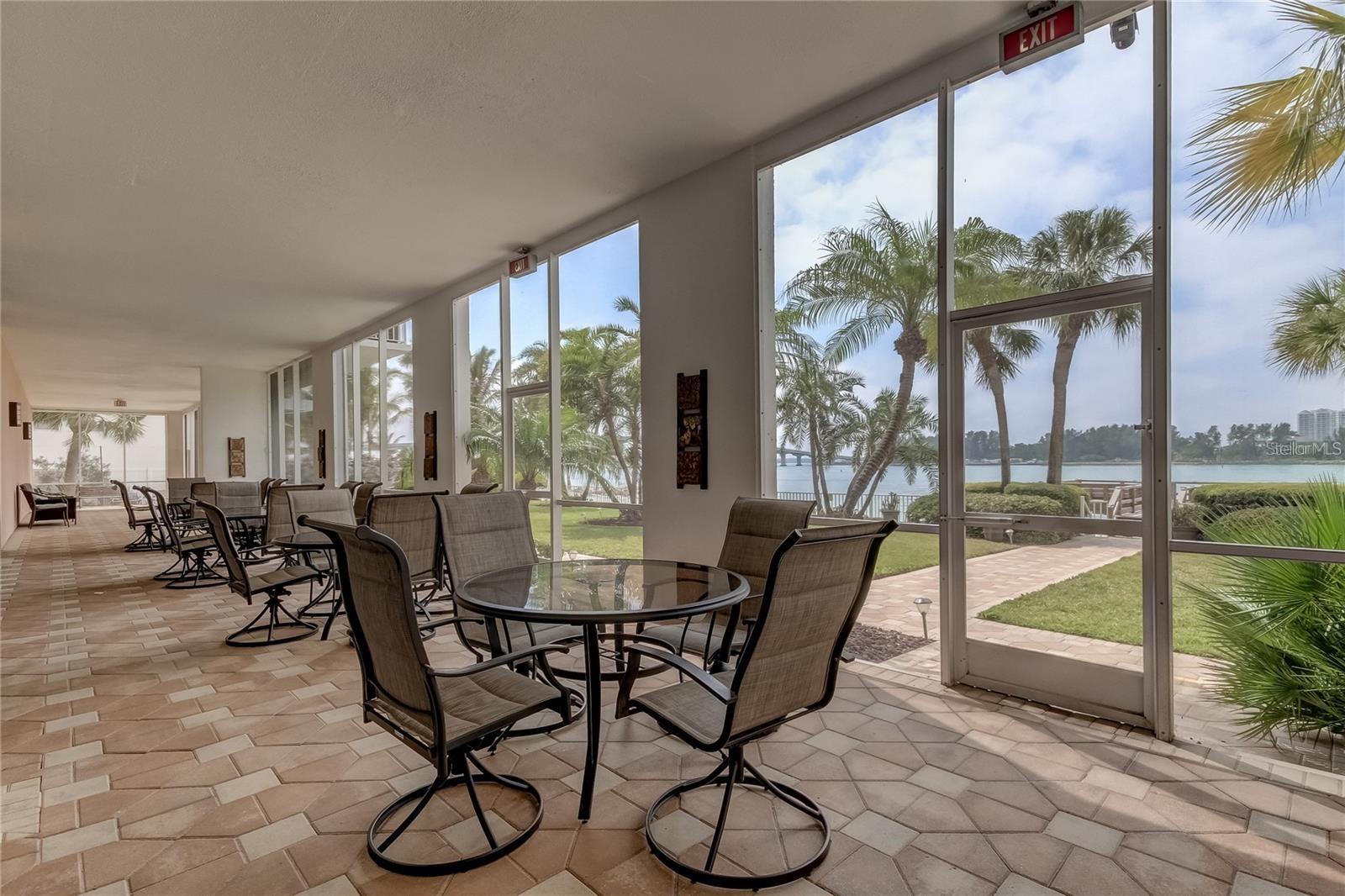 Large screened in porch off the lobby.