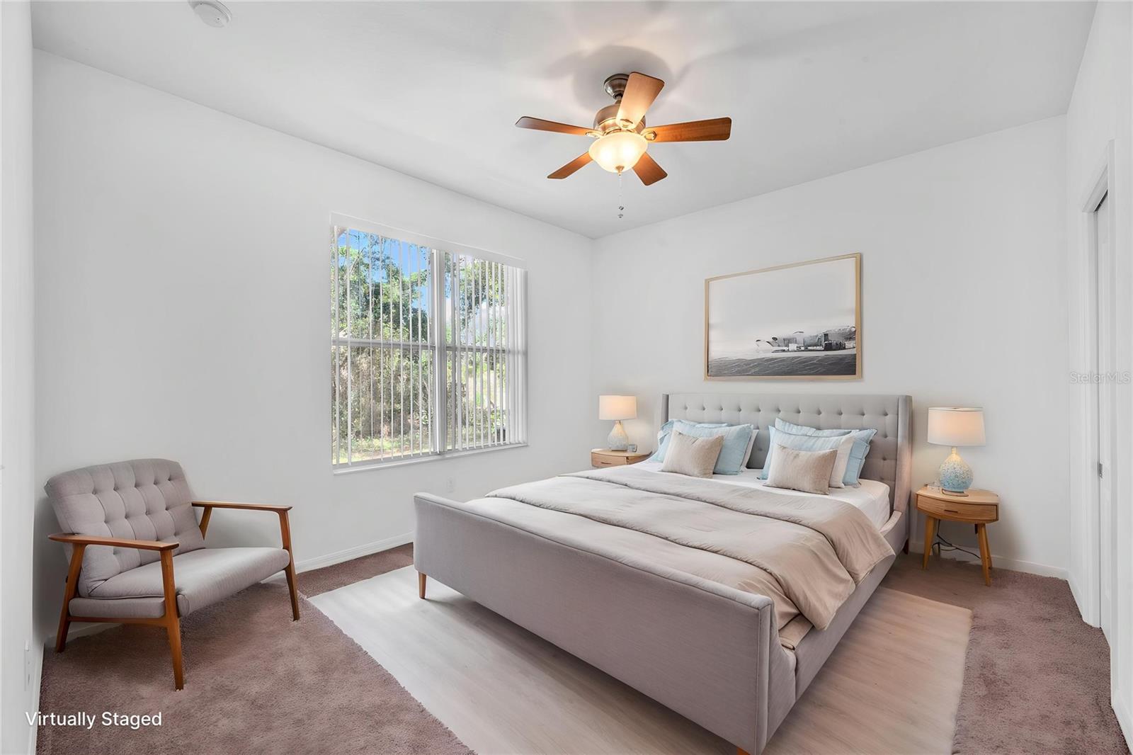 The private primary suite is a true retreat