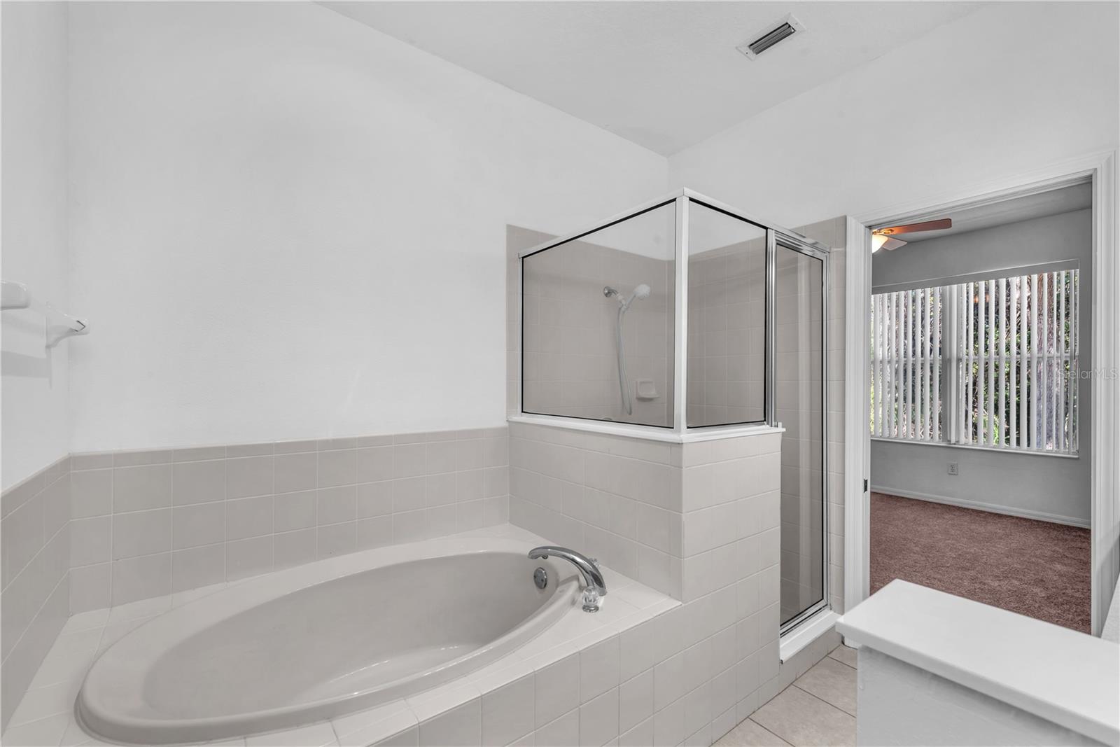 garden tub and separate shower.