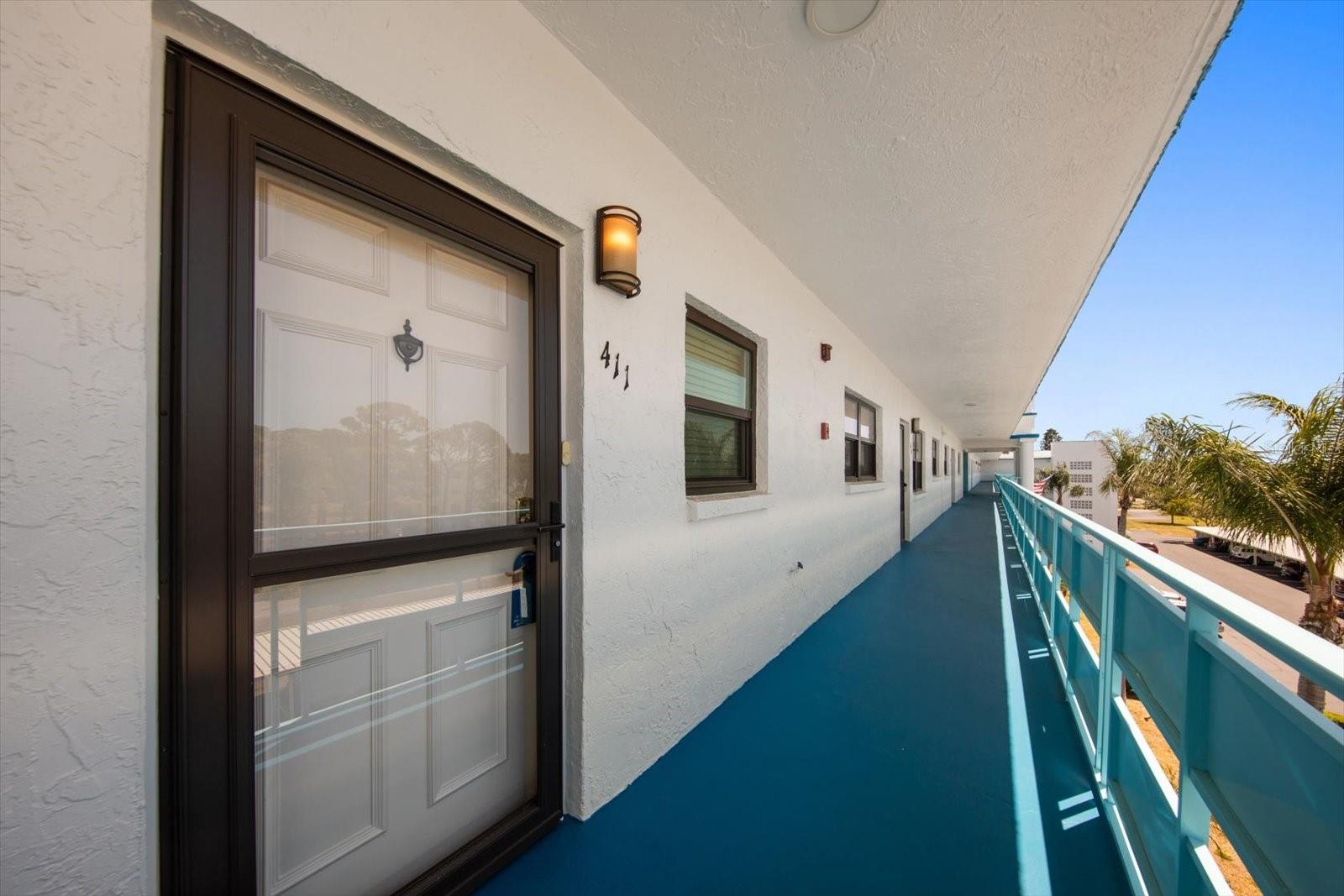 New Front door with glass storm door.