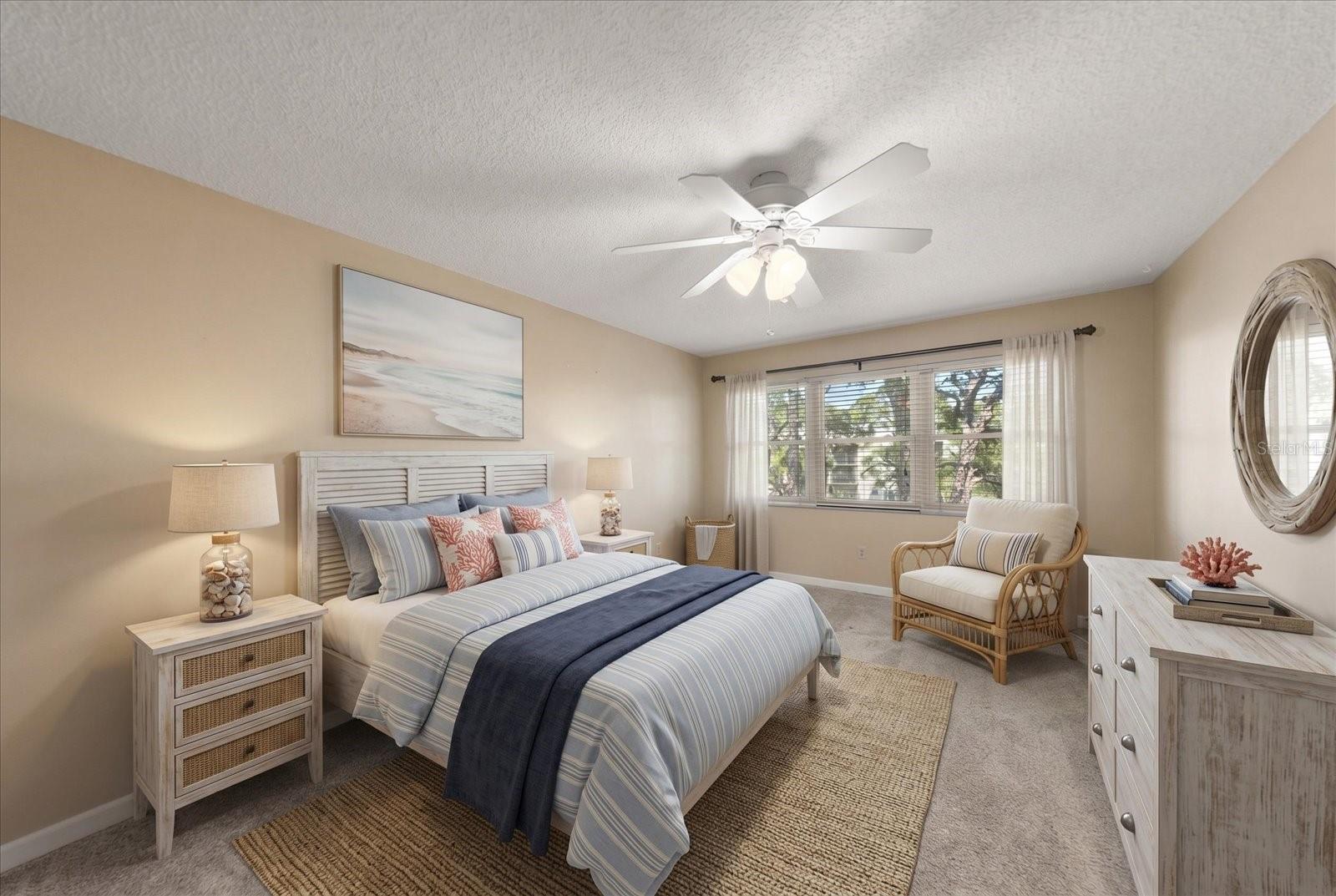 Primary bedroom. Gorgeous storm windows.