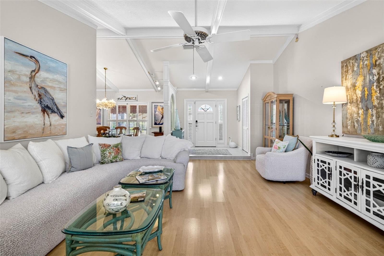 View of entry, living room & dining room