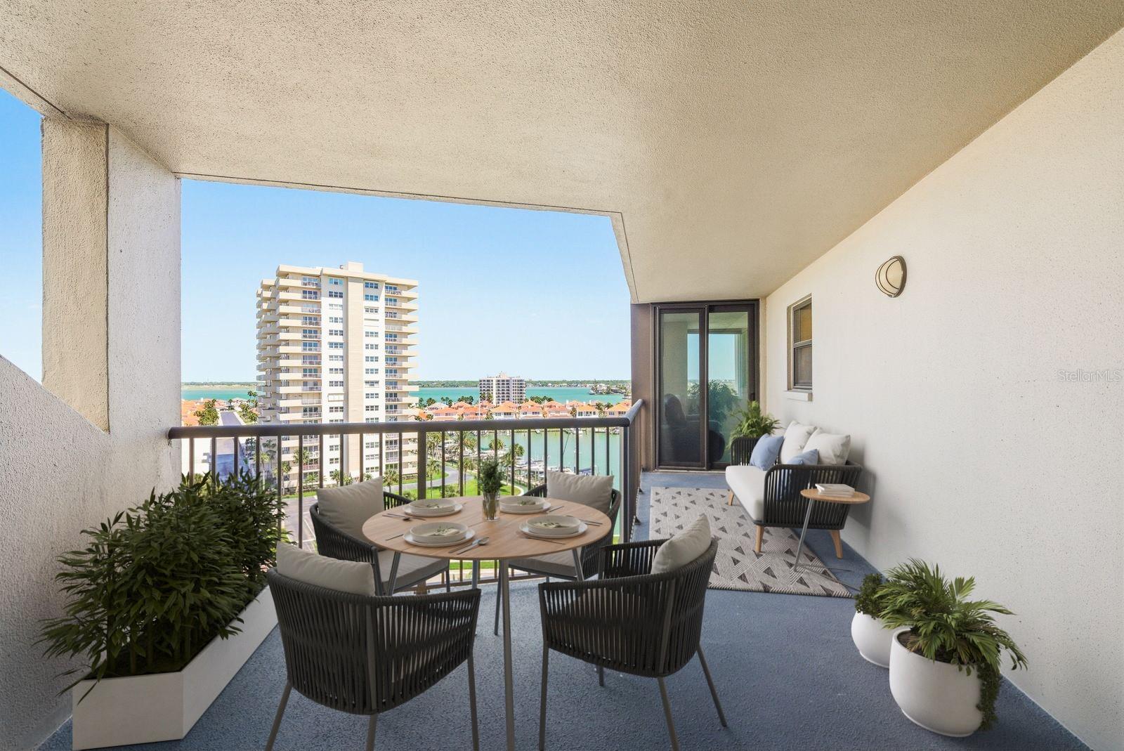 Balcony off Living Room and Family Room