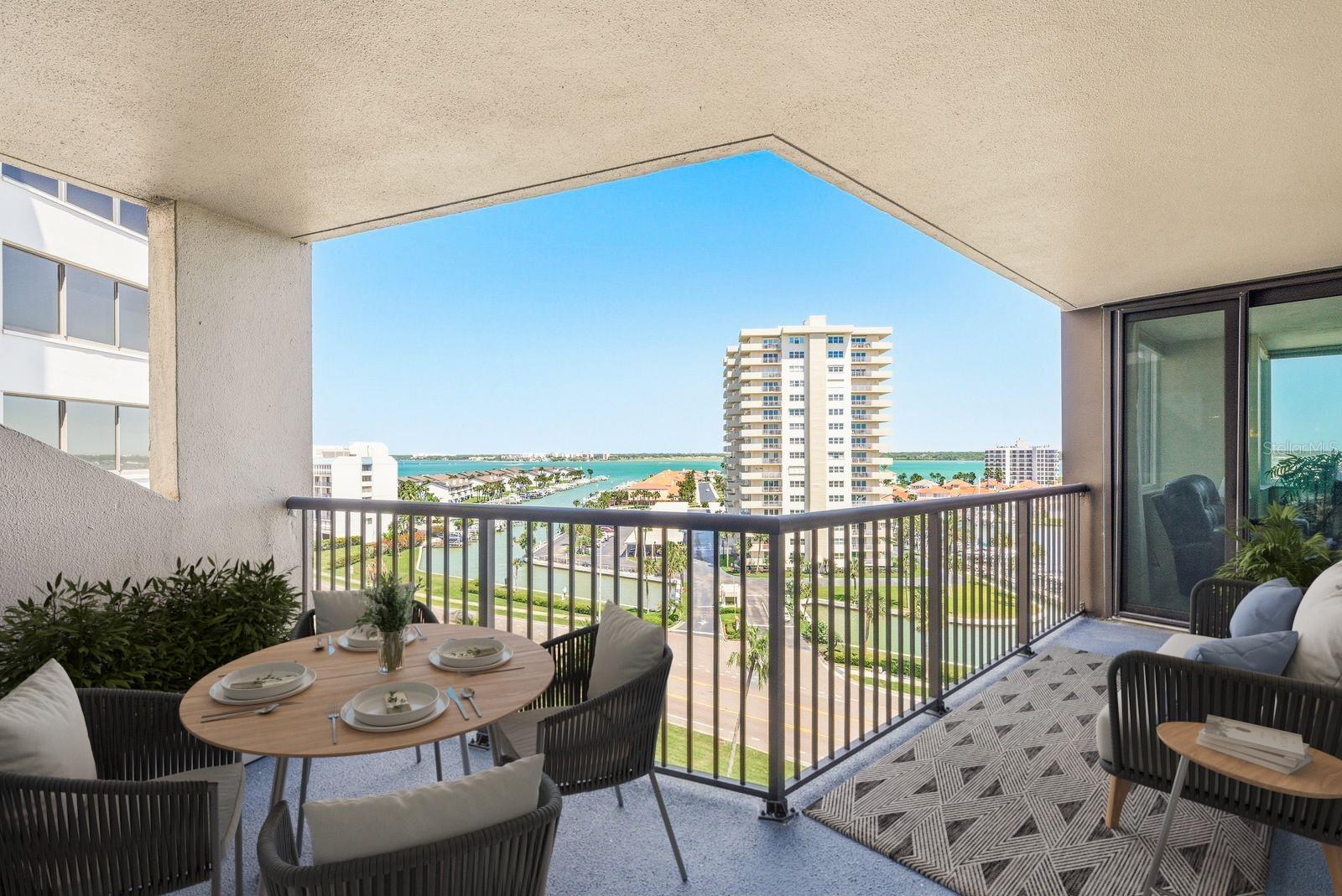 Balcony off Living Room and Family Room