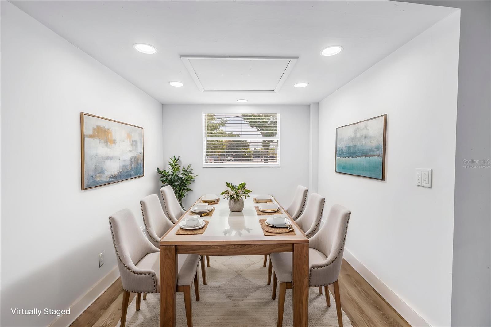 virtually staged main house dining room.