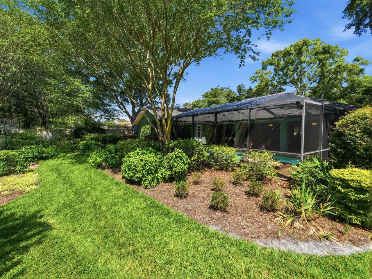 Landscaping around pool area
