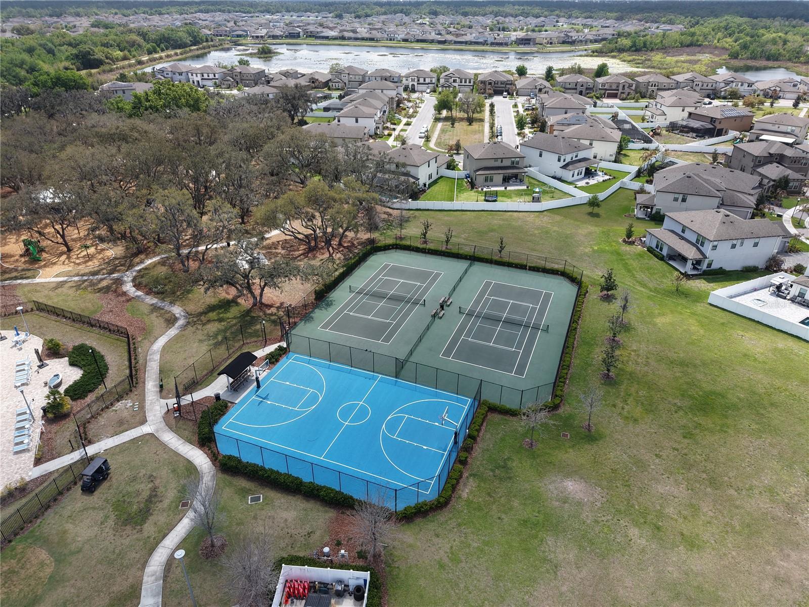 Aerial of Basketball and Tennis Courts
