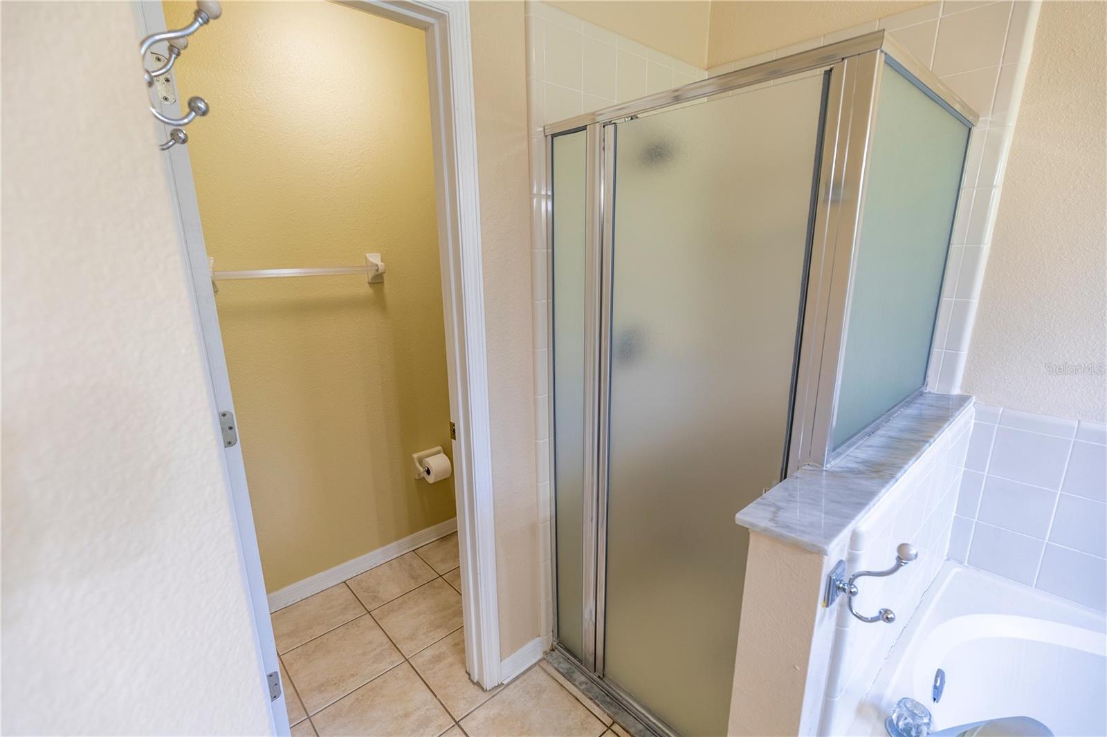 Separate shower and soaking tub