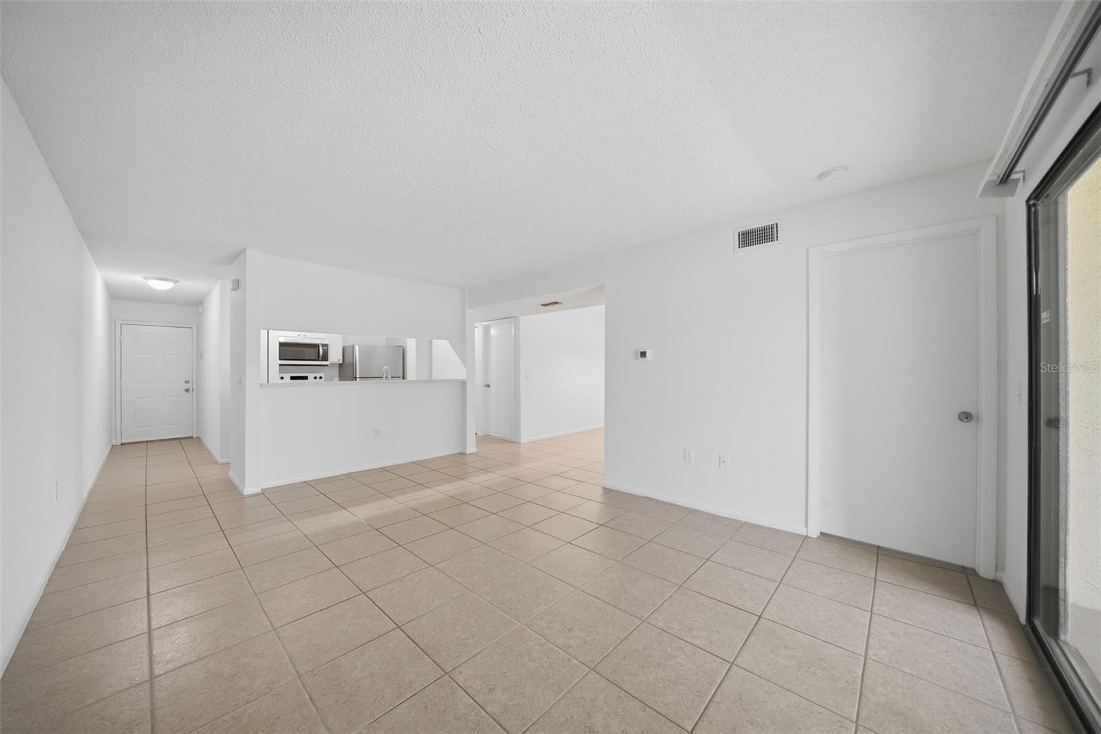 Living room to kitchen and dining room