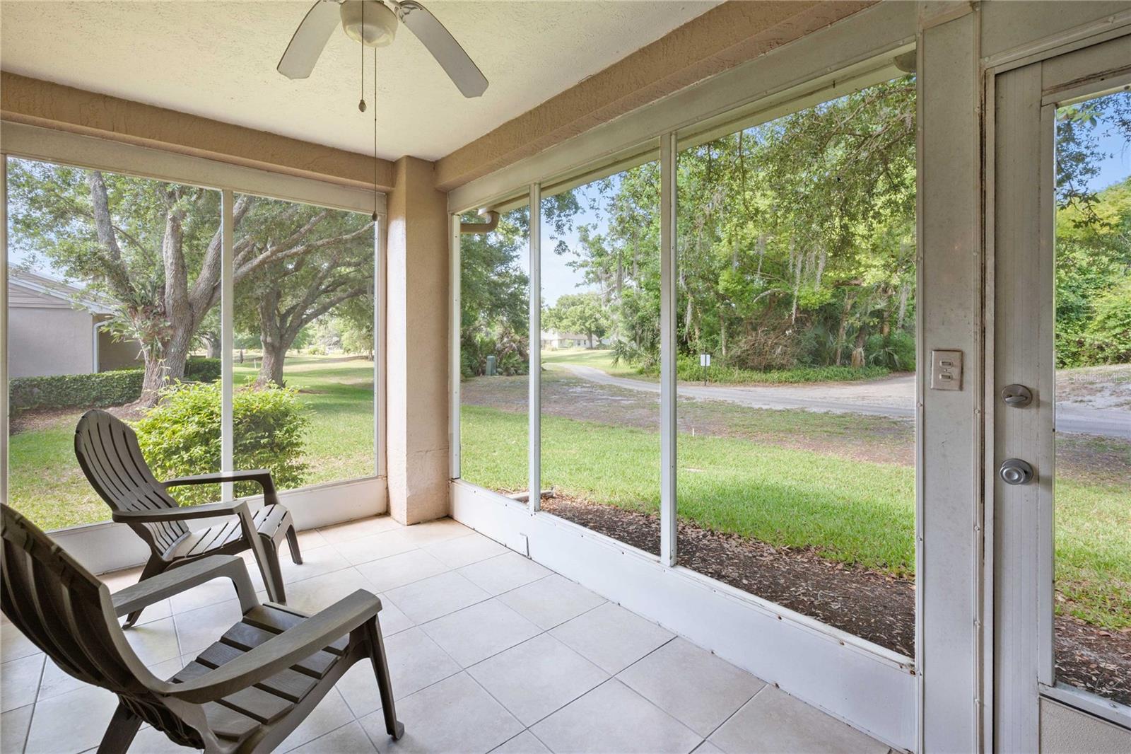 Lanai with view of golf course