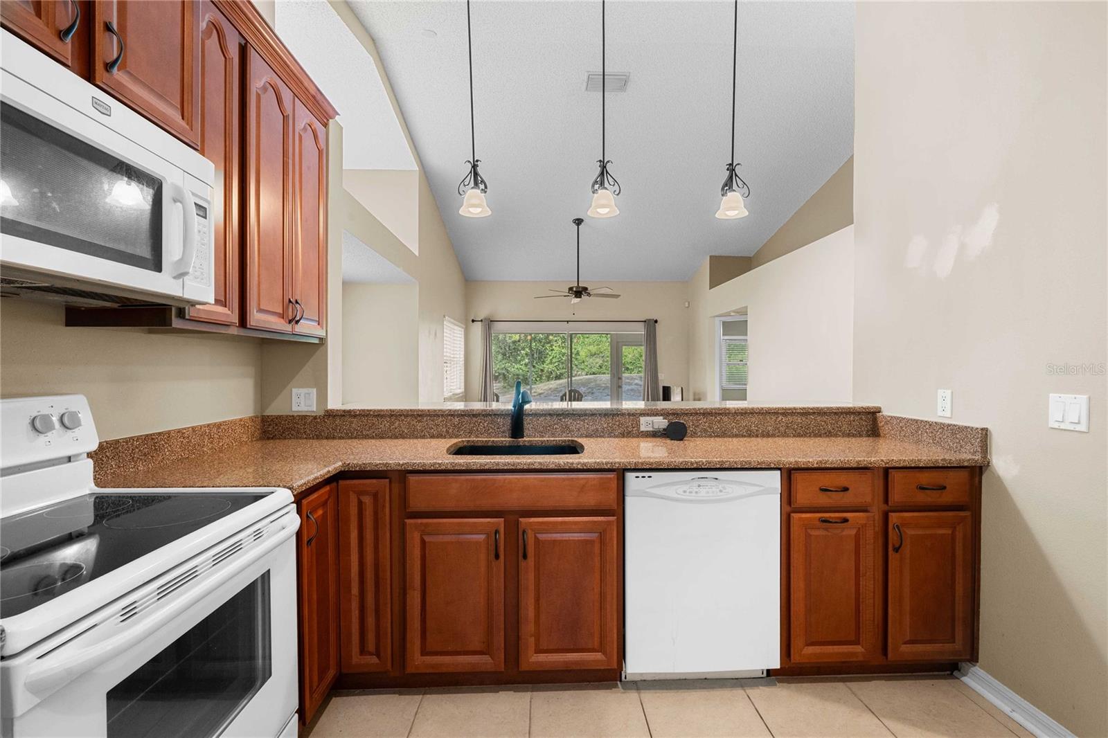 Pendant lights in kitchen