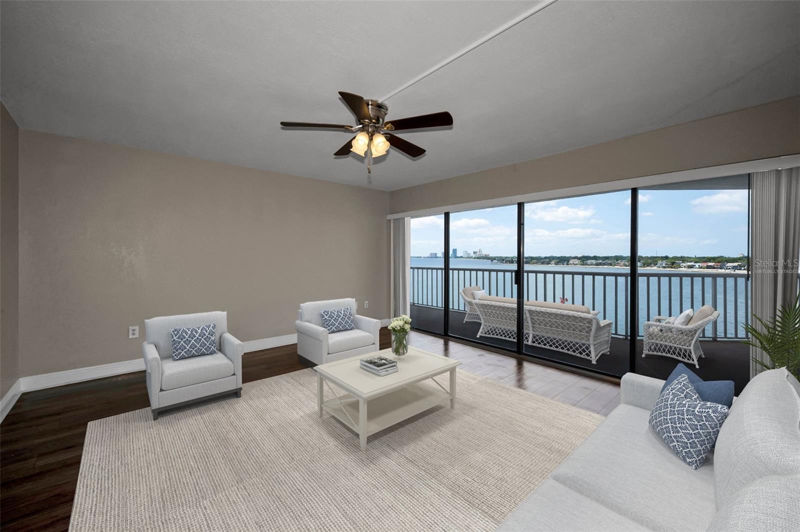 VIRTUALLY STAGED LIVING ROOM OVERLOOKING HILLSBOROUGH BAY
