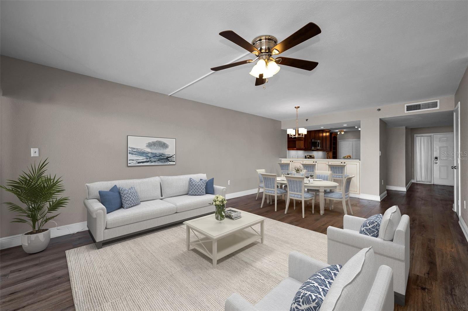 Living room/dining room - virtually staged