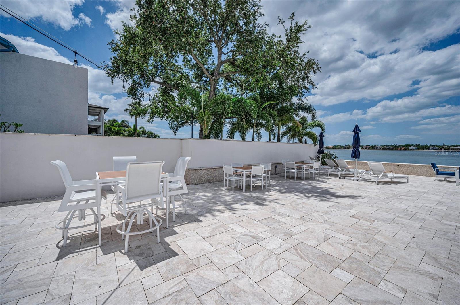 Expansive bayfront  pool deck