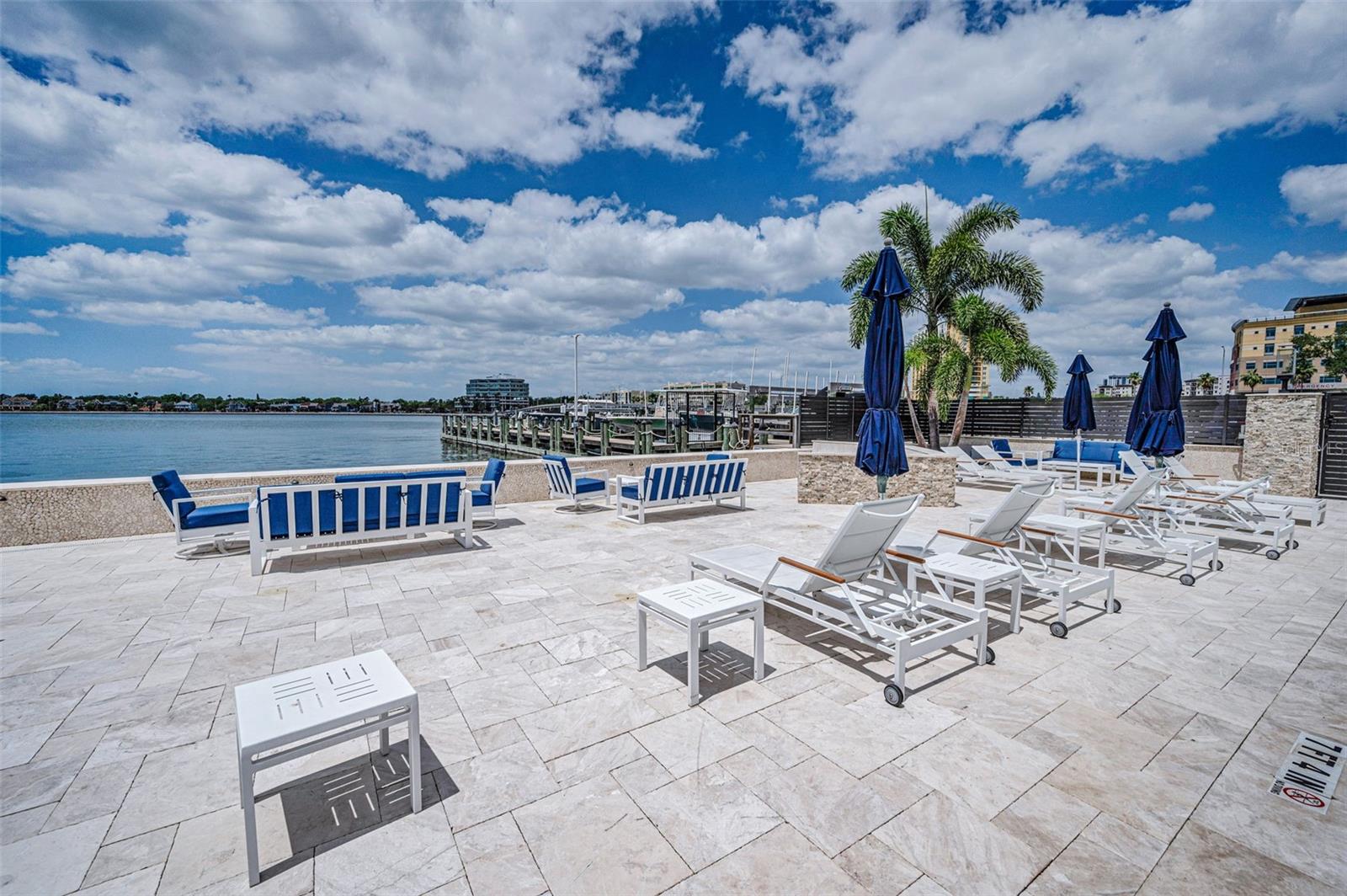 bayfront pool area and private community marina