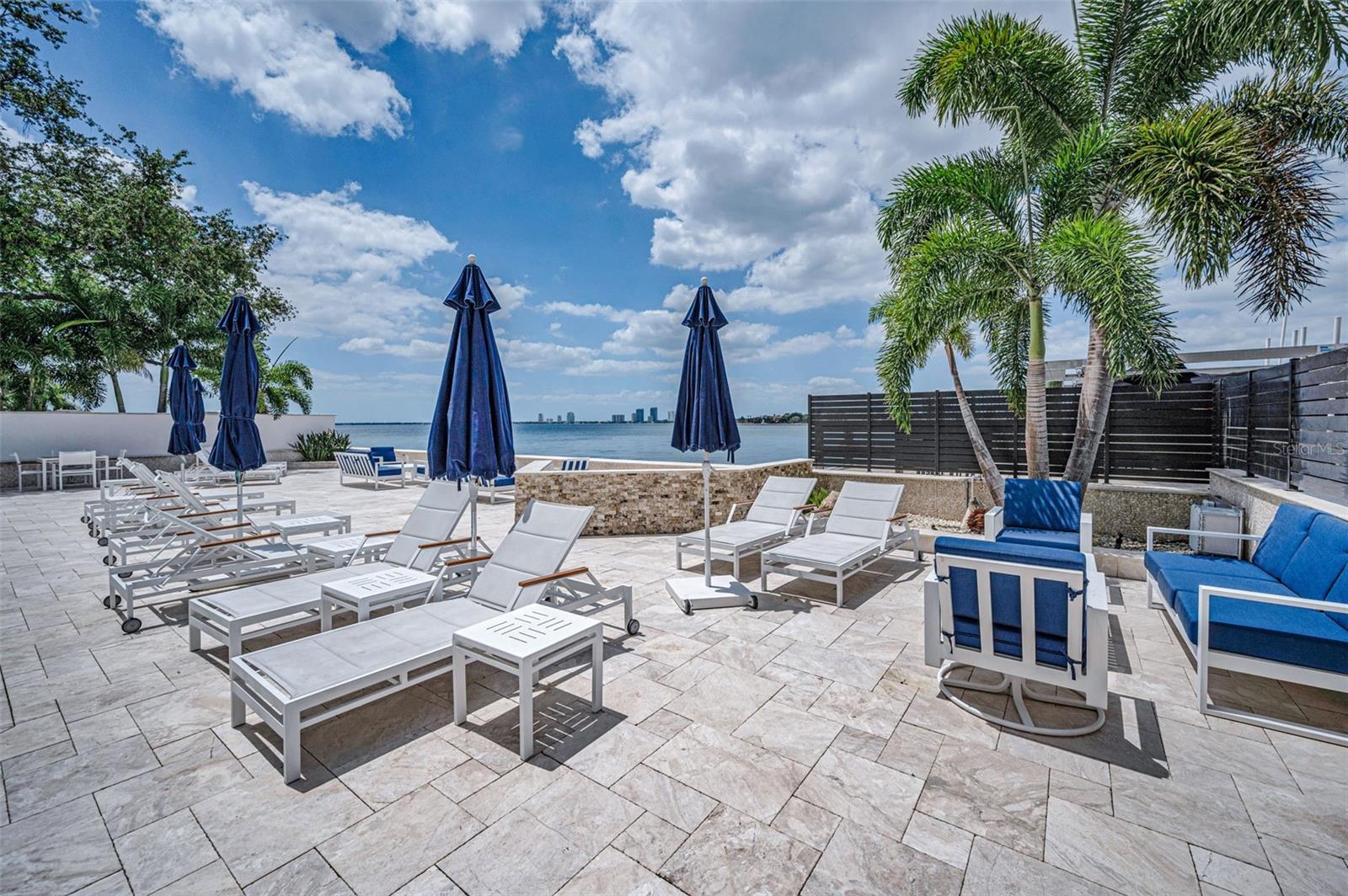 Bayfront pool lounge area