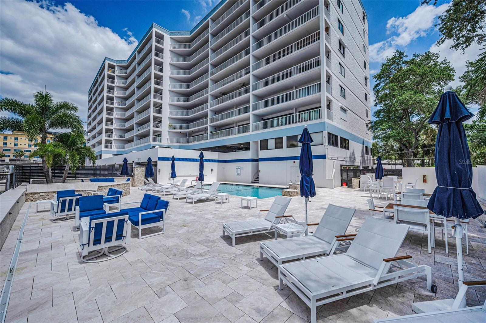 Expansive outdoor relaxation and entertainment areas