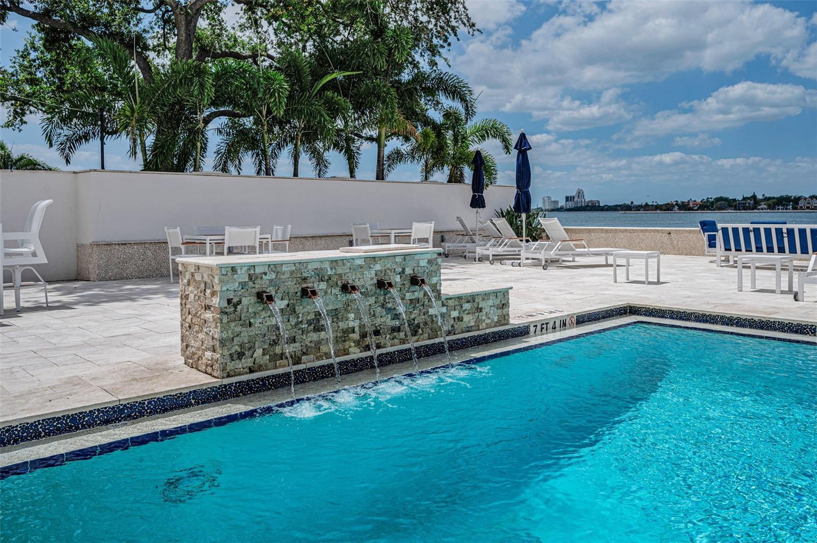 waterfall feature in saltwater pool