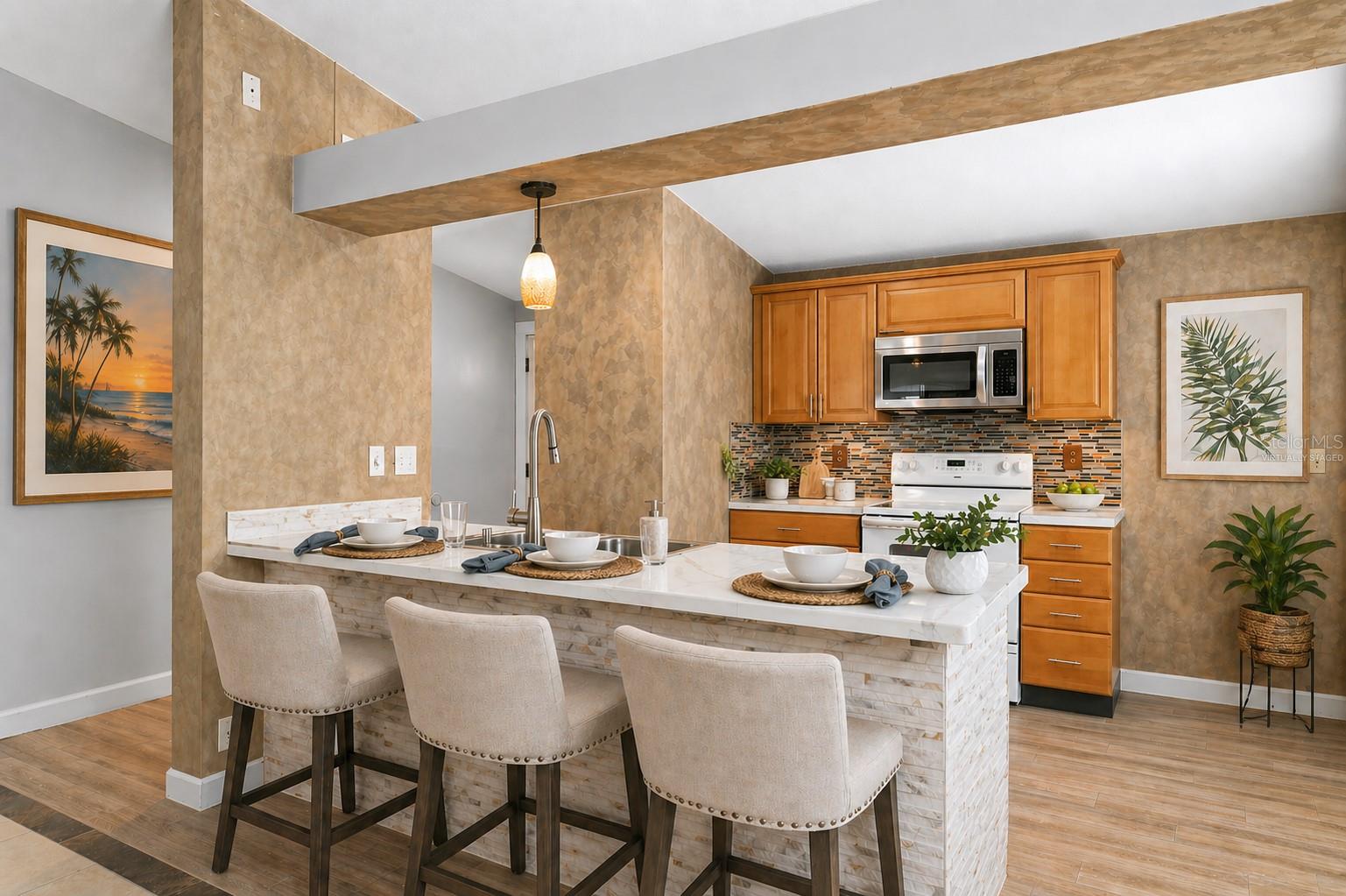 Breakfast Bar & Kitchen - Virtually Staged