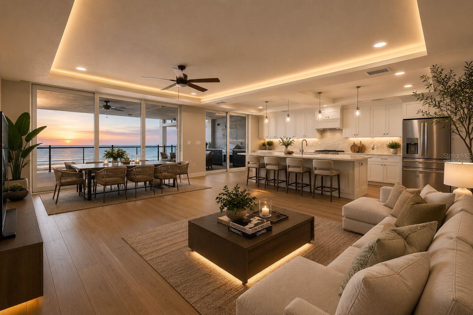 "Virtually Staged" Living Room & Kitchen