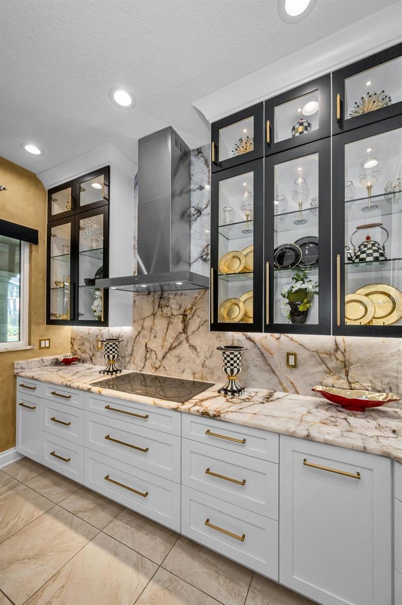 Beautiful Quartzite Countertops with 5-Burner Cooktop