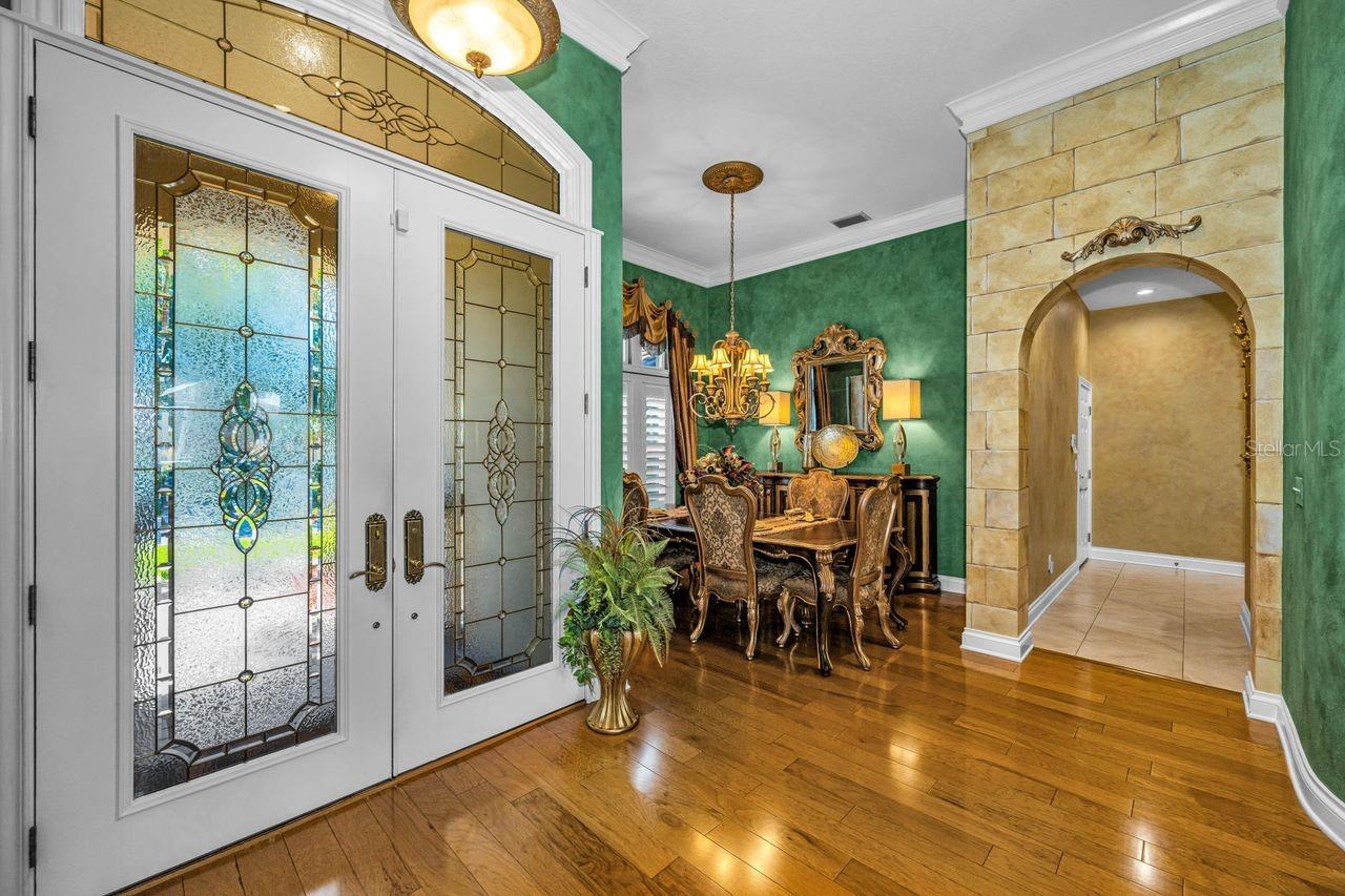 Beautiful Front Entry Doors with Formal Dining Room
