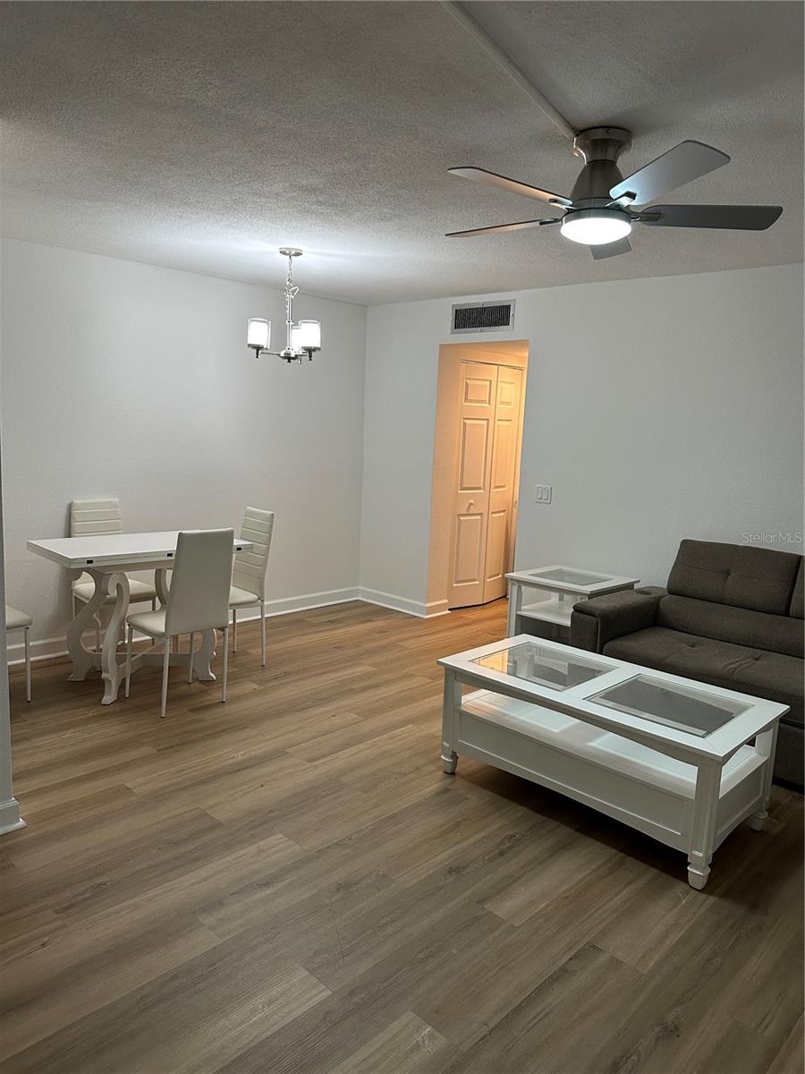 Living room and dining room combo.