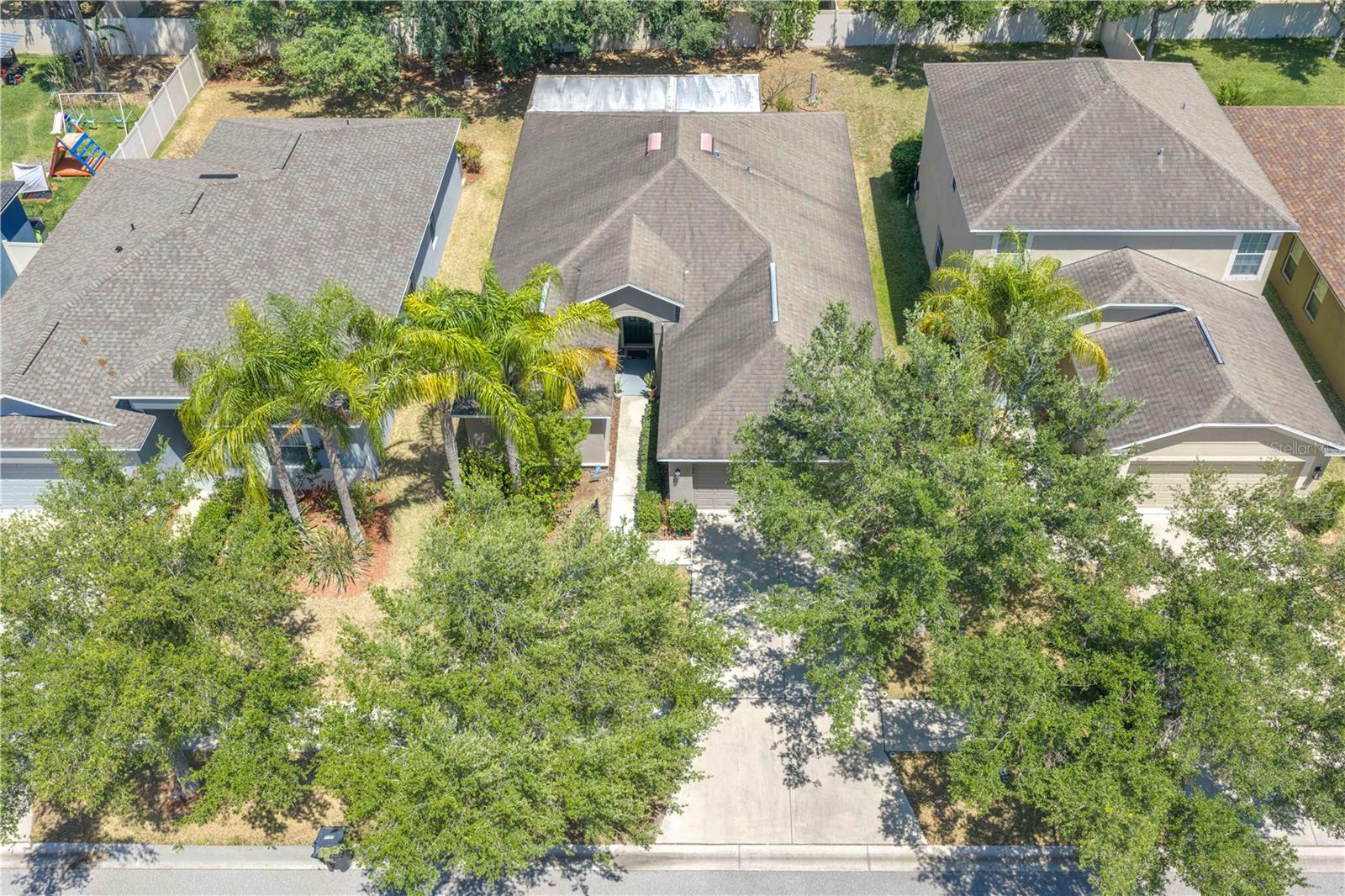 Overhead view of front of the house
