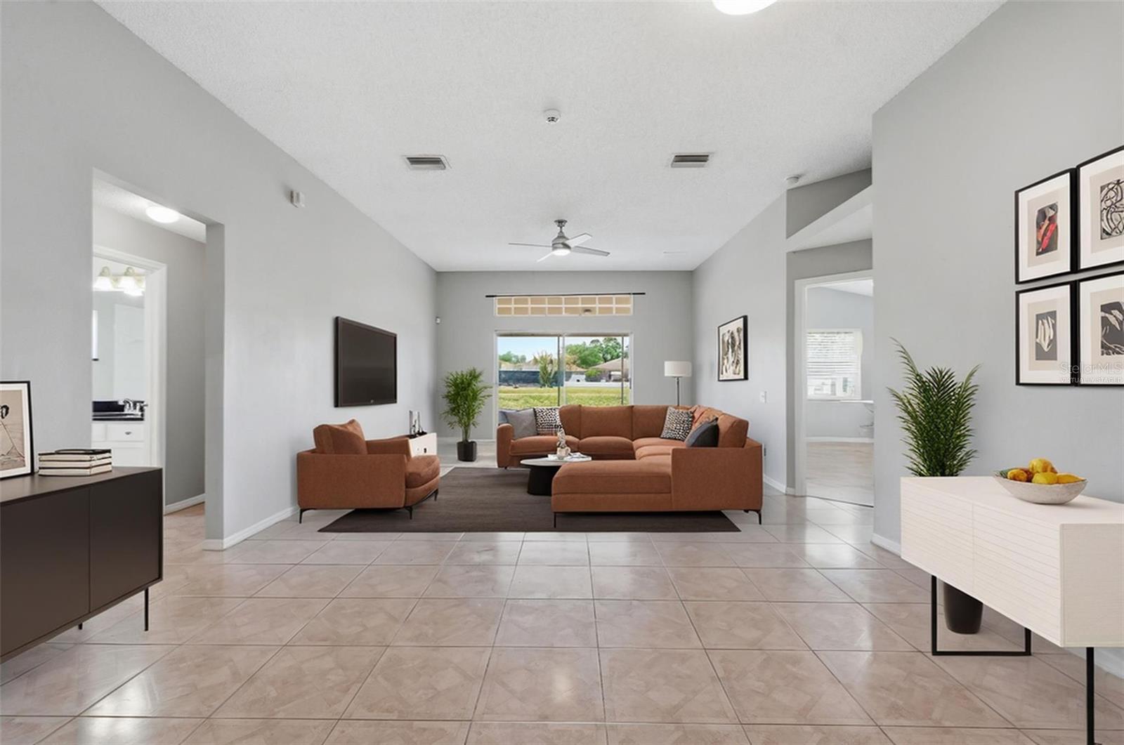 Virtually staged living room