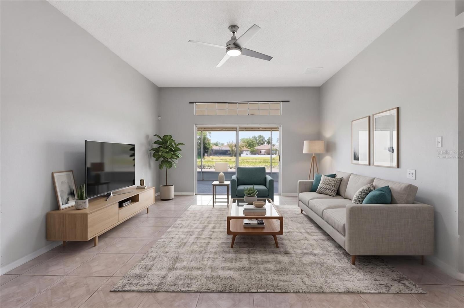 Virtually staged living room