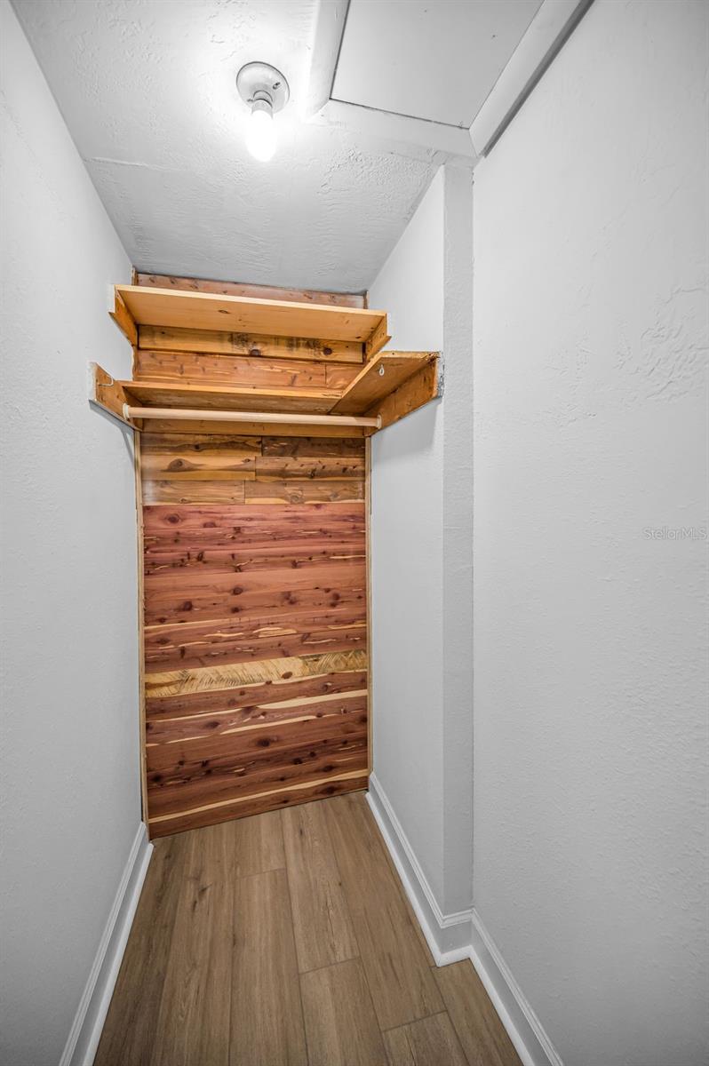 walk-in Cedar closet, master bedroom