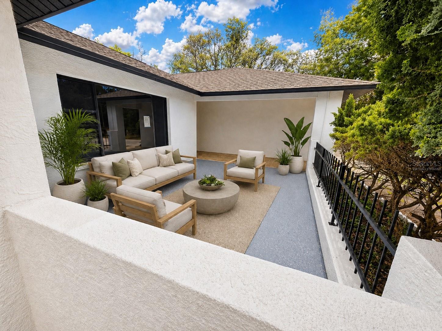 front patio. virtually staged