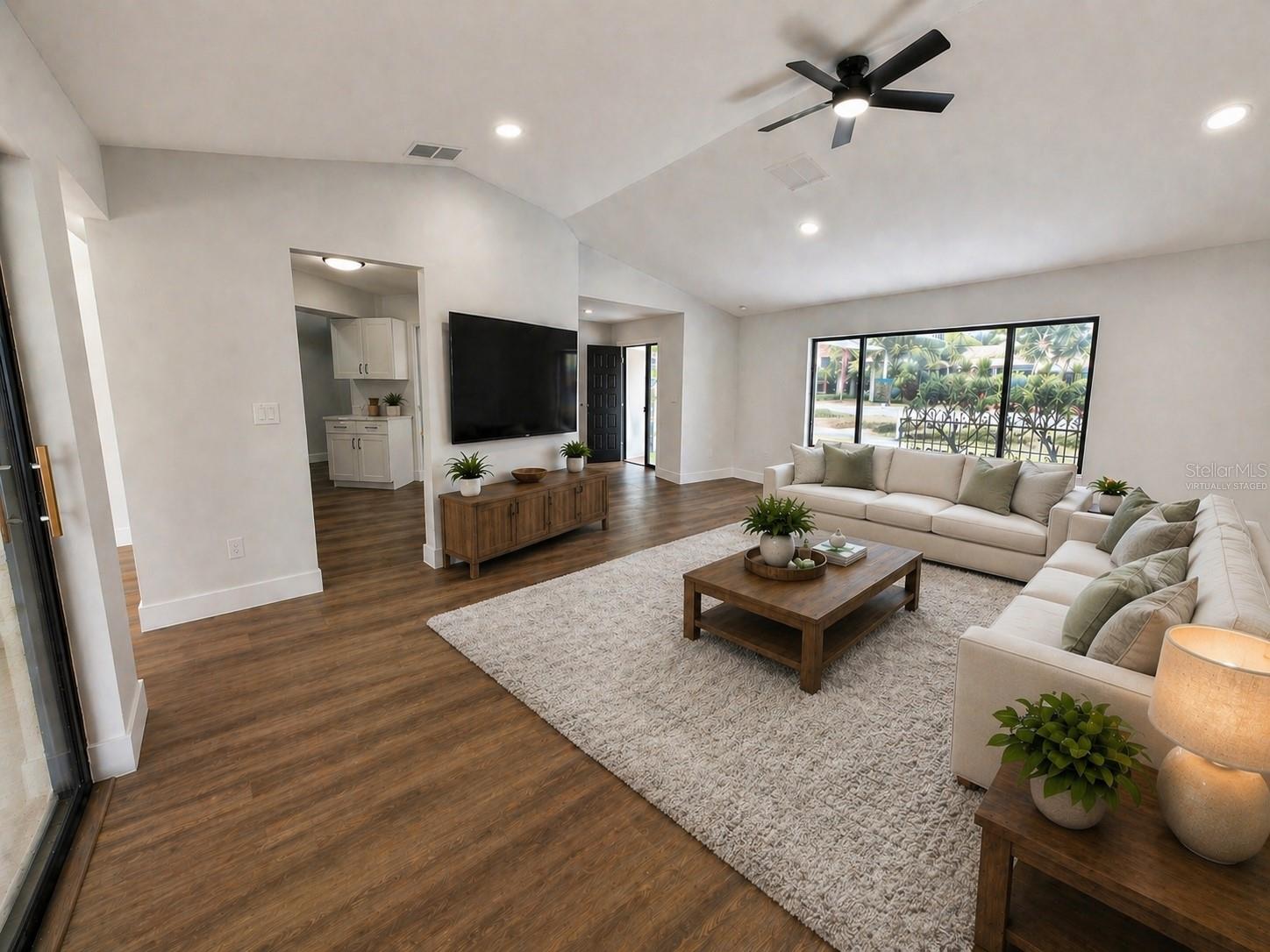 living room. virtually staged