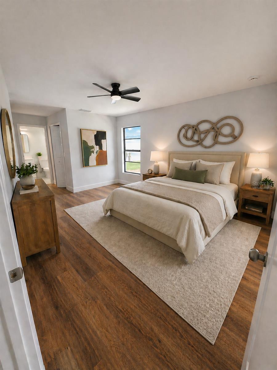 primary bedroom. virtually staged