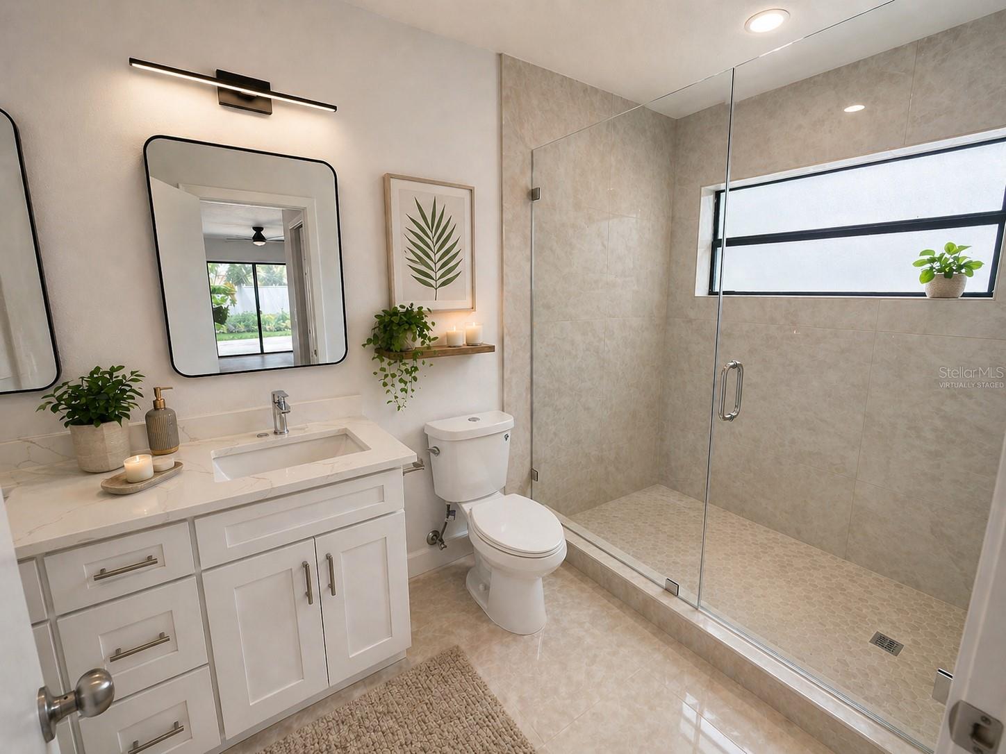 primary bathroom. virtually staged