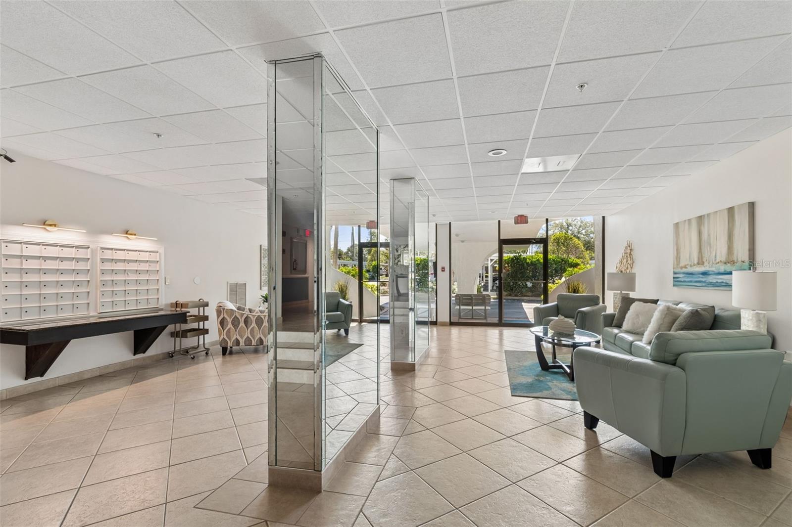 Upper lobby and mail