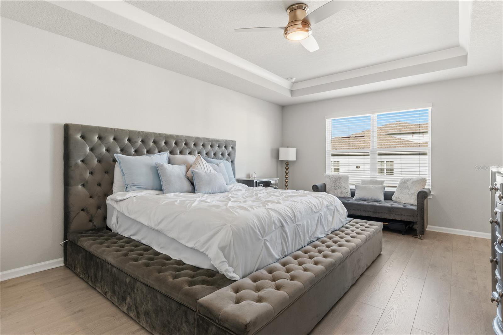 Master bedroom with vaulted ceilings