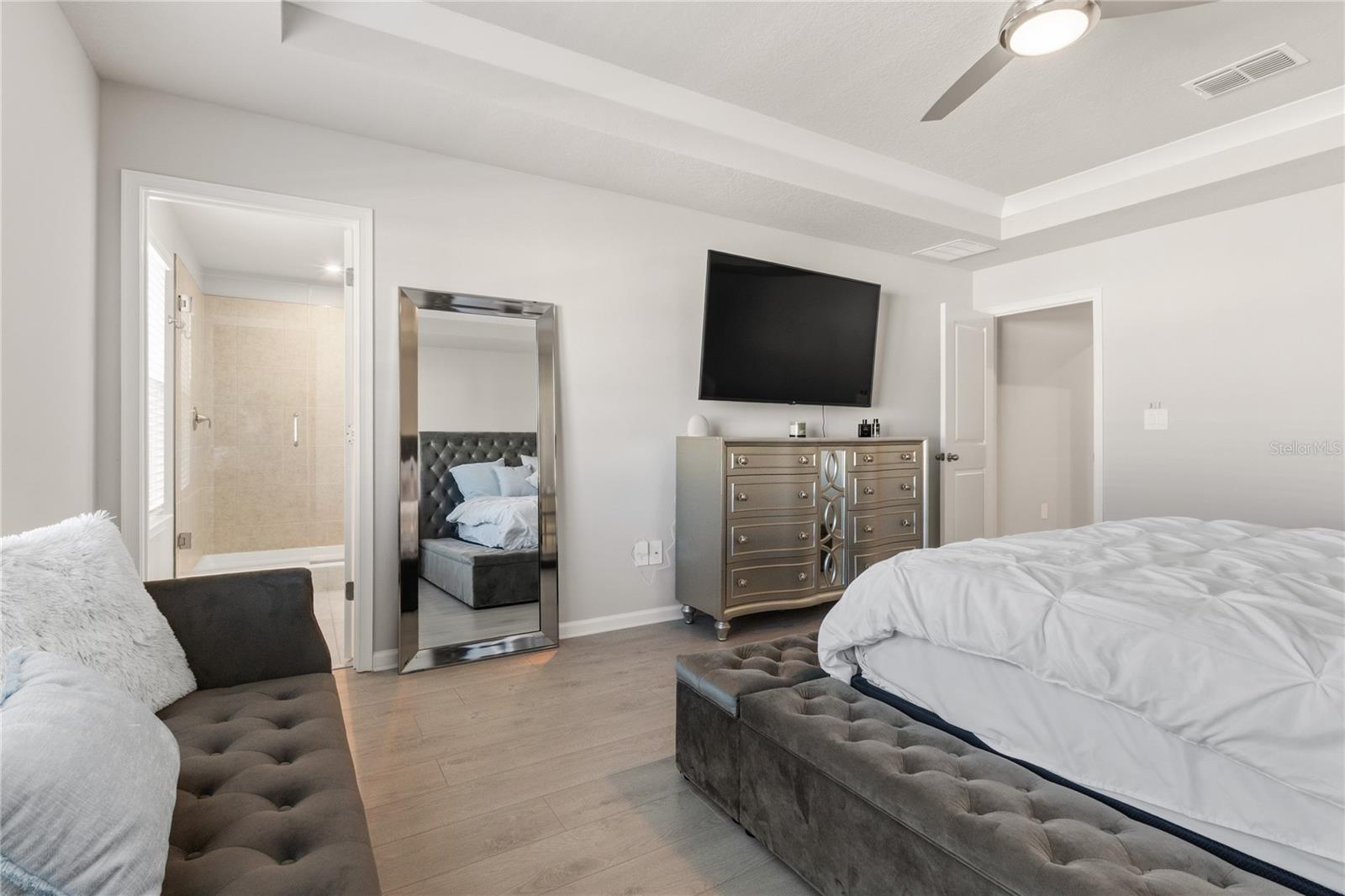 Master bedroom with master bathroom entrance