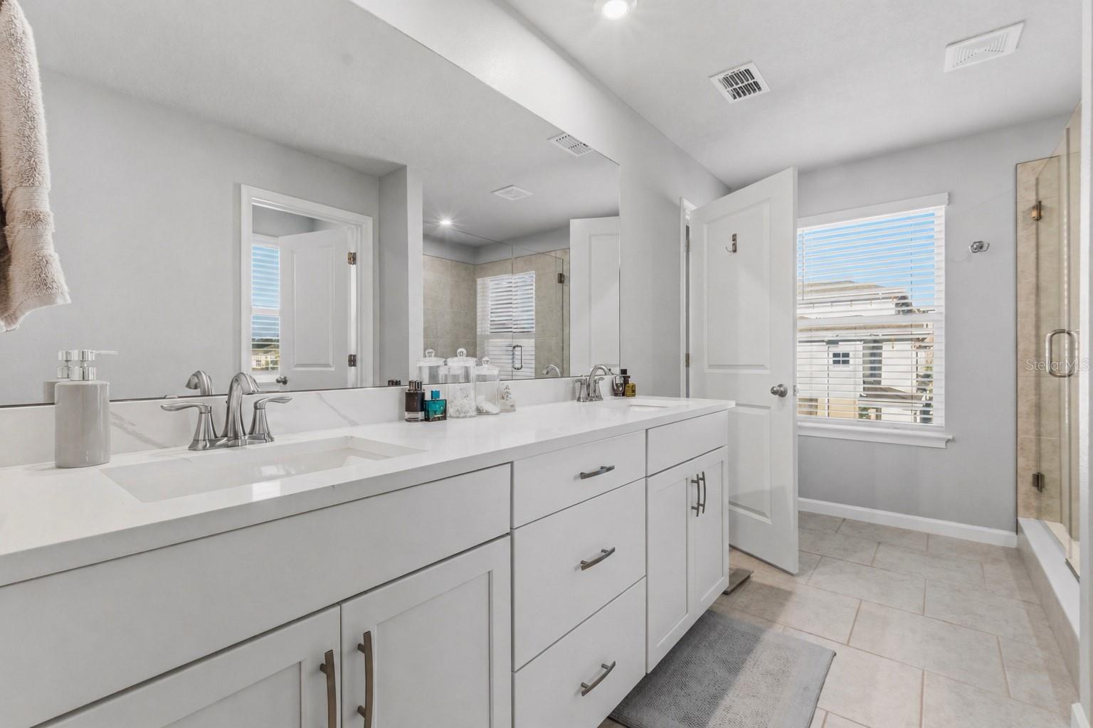 Master bathroom dual sinks