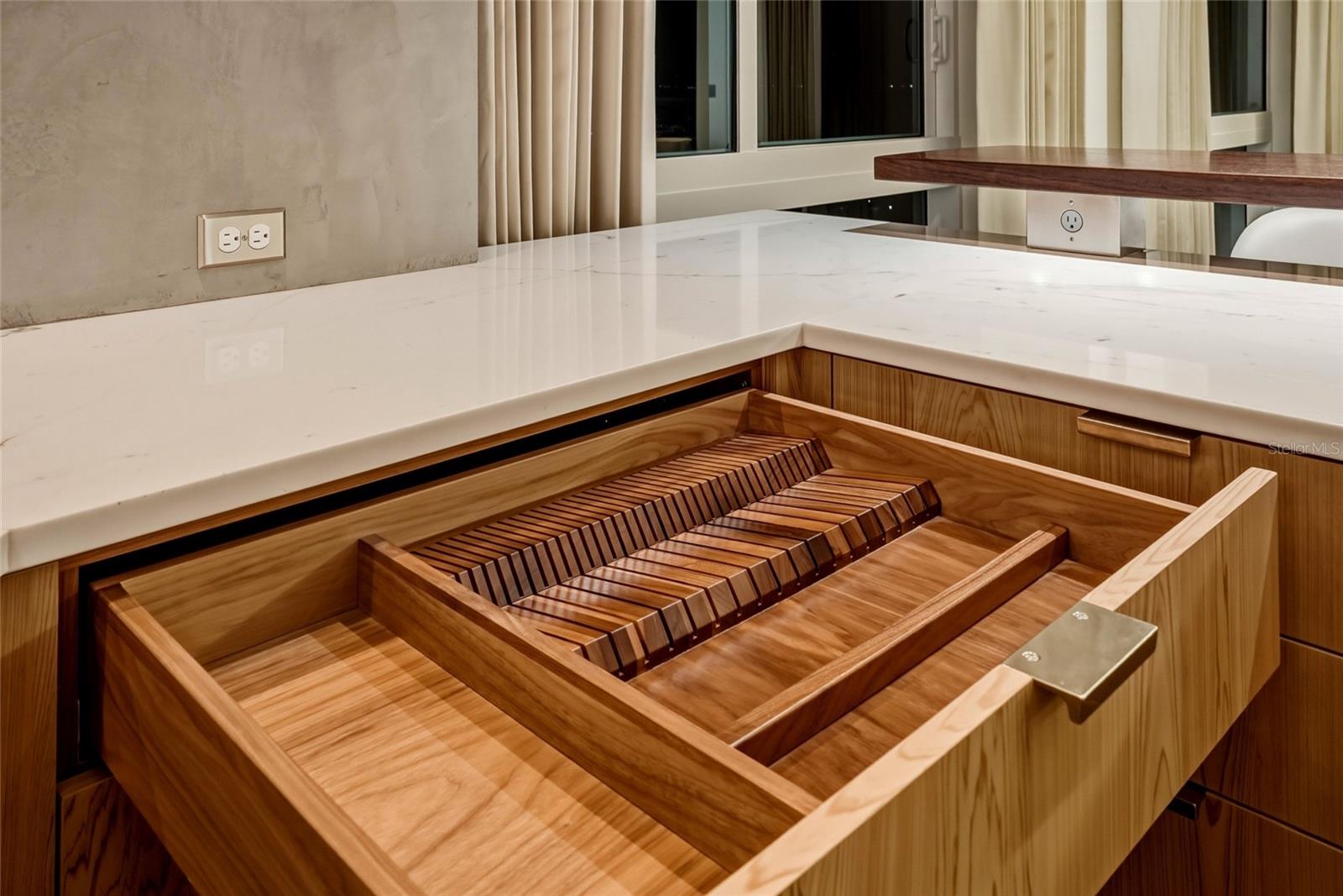 MANY walnut drawer organizers