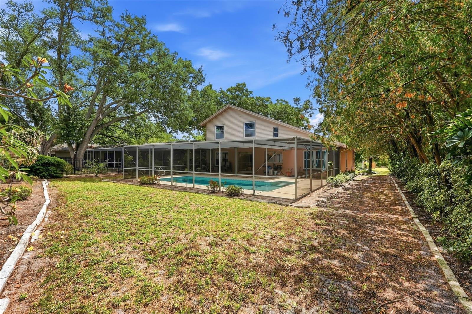 Corner view of the back and side yard.