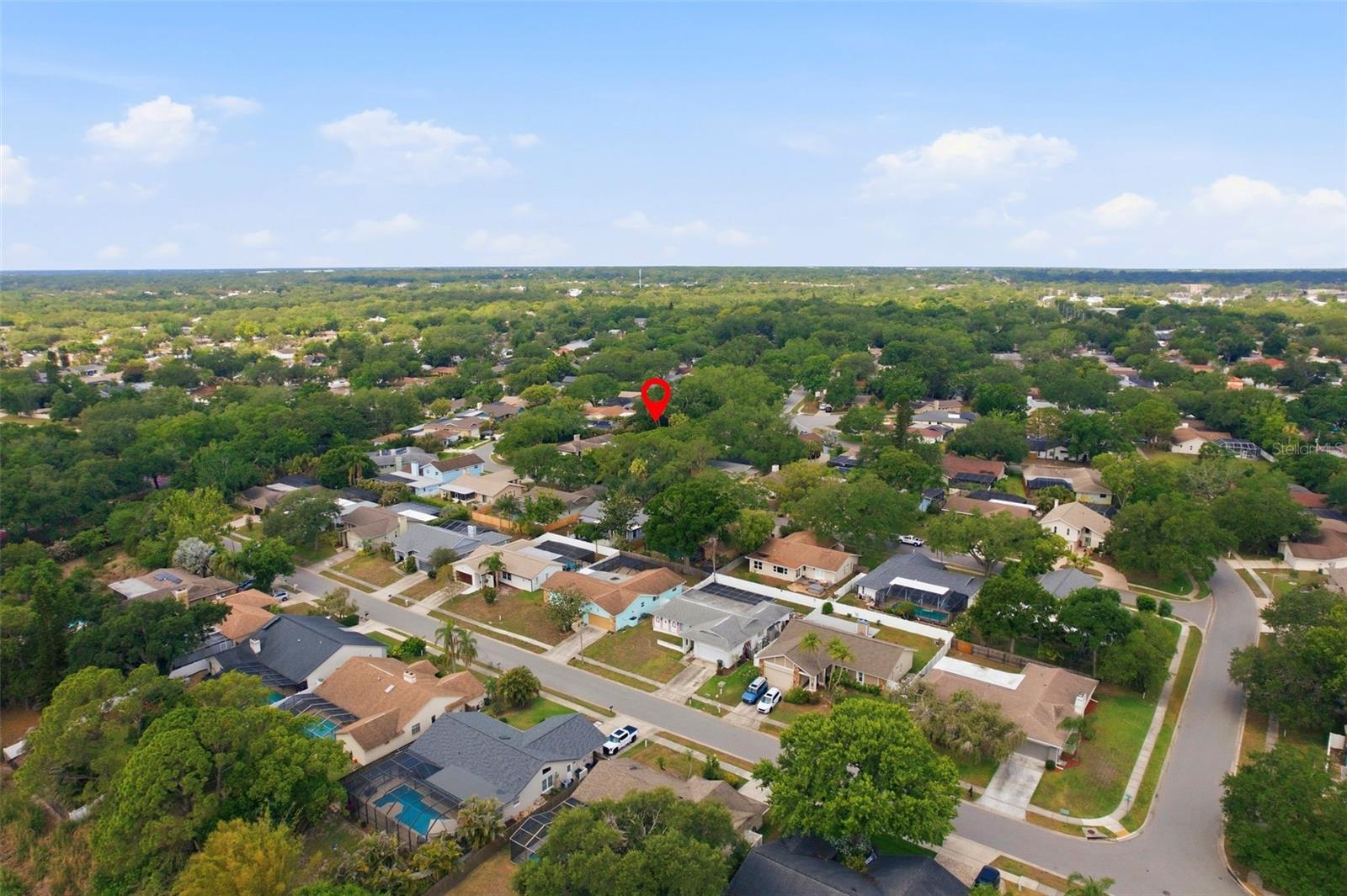 Aerial view of neighborhood