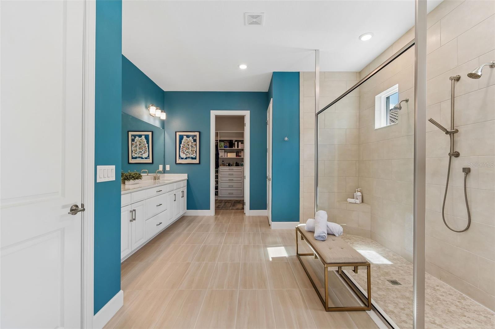 Double doors to primary bathroom