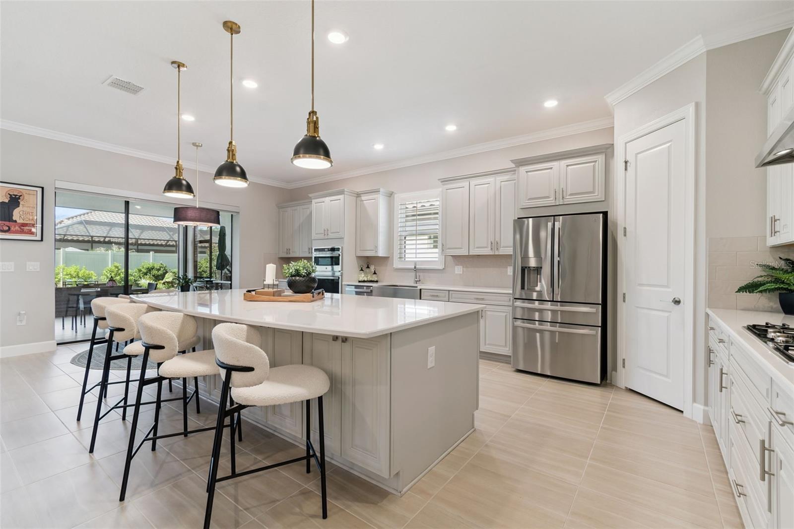 Upgraded cabinets in front of island