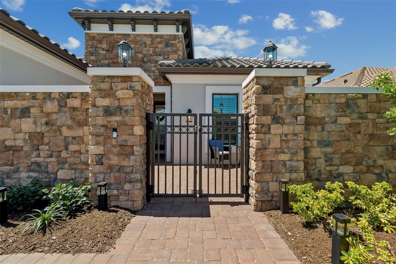 Gated courtyard entry
