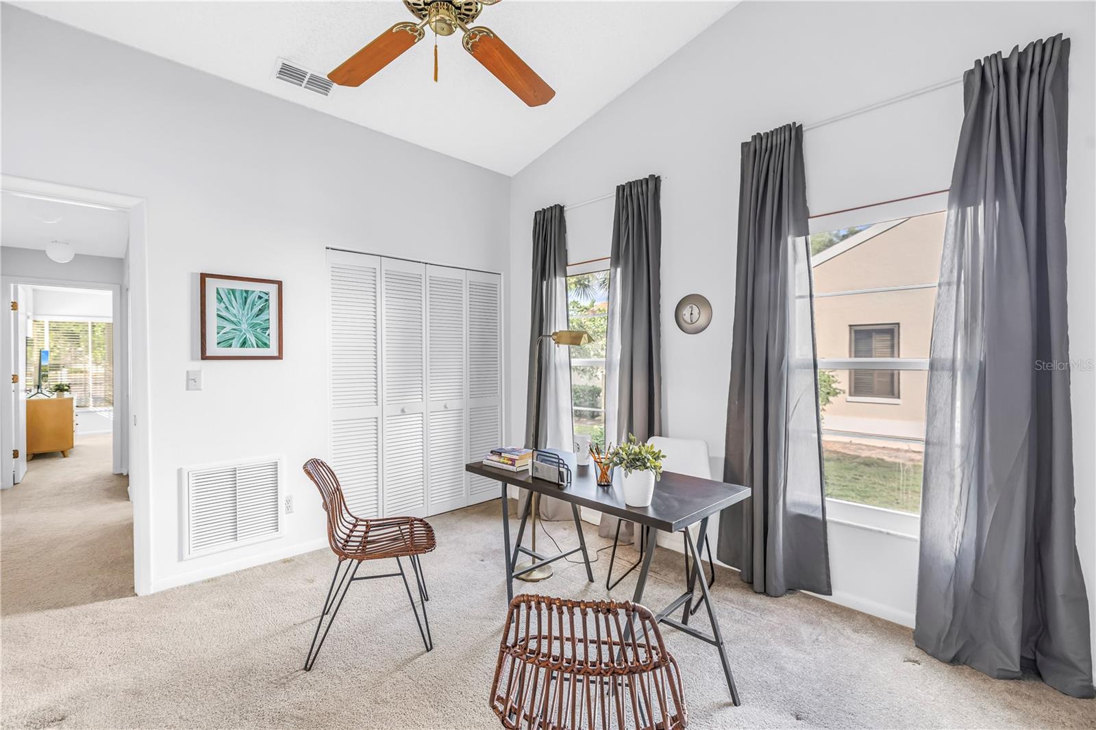 3rd bedroom is open to the Living space and the bedroom hallway.  Lovely light through updted windows