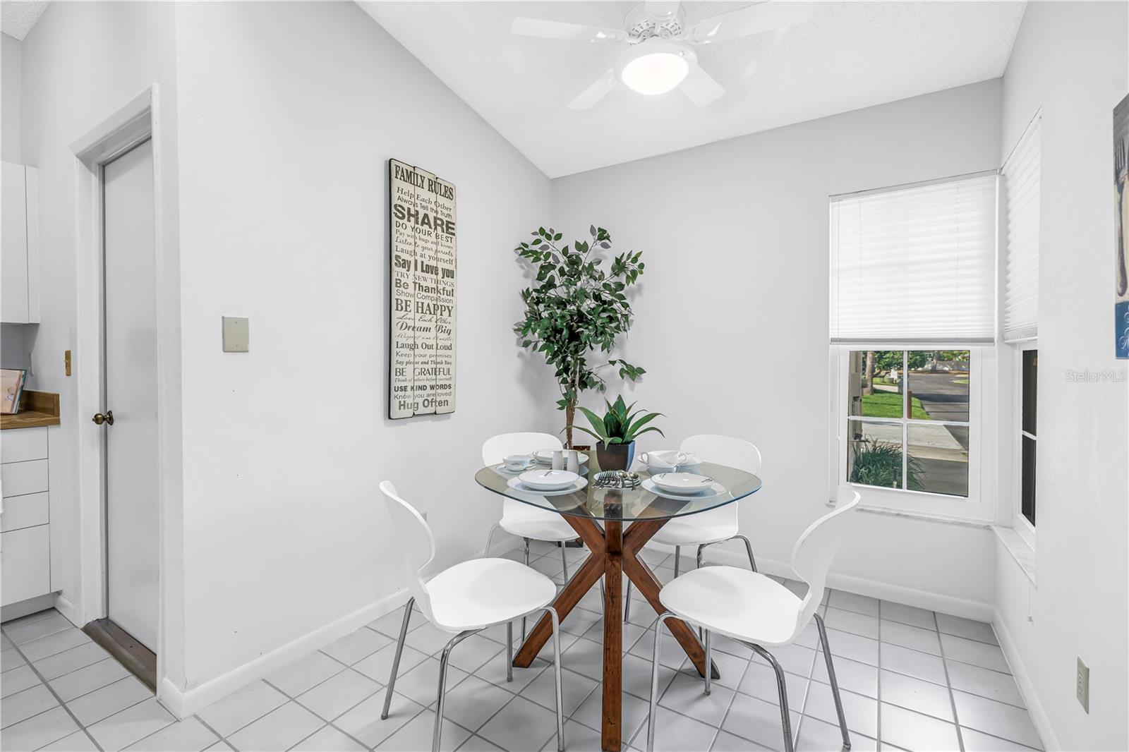 Breakfast Nook in kitchen is exceptional with windows and soaring ceiling