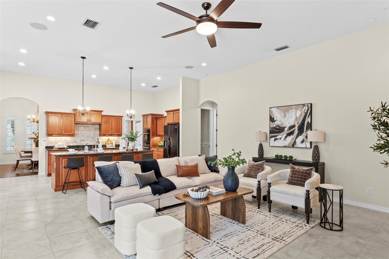 Open floor plan - family room - kitchen